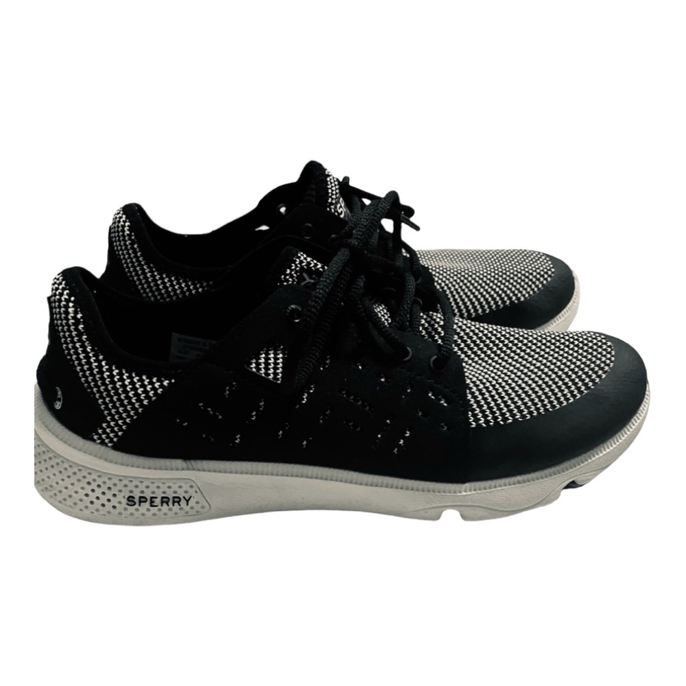 Sperry 7 Seas Sport Womens Size 8M Black White Mesh Boat Shoe Sneakers